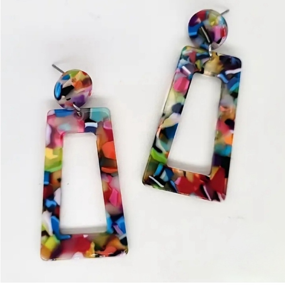 Colorful Geometric Dangle Acrylic Earrings